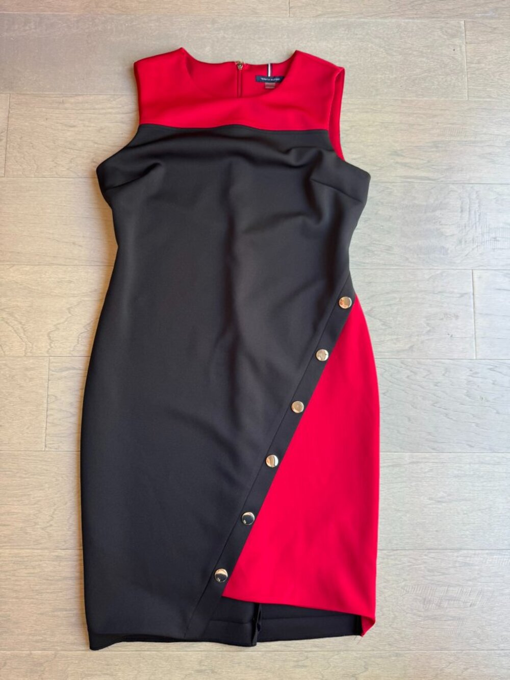 Tommy Hilfiger Red Black Colorblock Sheath Dress Size 12